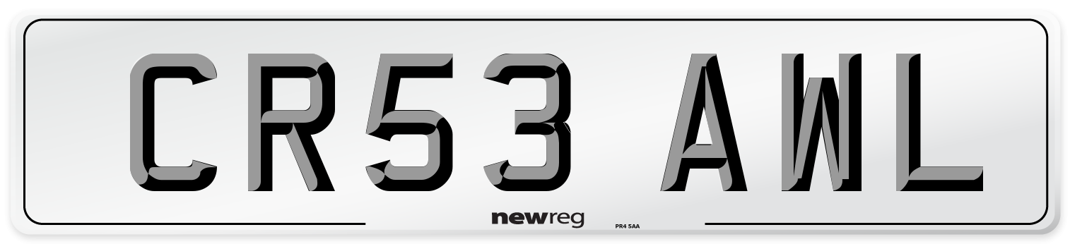 CR53 AWL Number Plate from New Reg